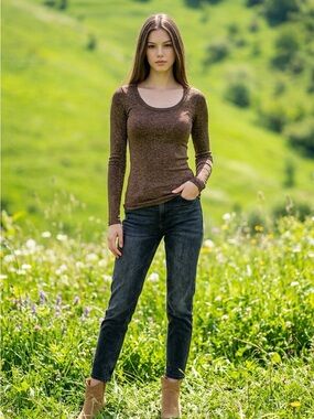 Sheer glimmer gold n black top